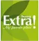 Extra! logo with green leaf design