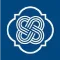 Logo of a business with a symmetrical design in blue